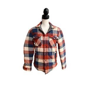 Todd Snyder for L.L.Bean Quilted Flannel Jacket Plaid Men's Small Orange Blue